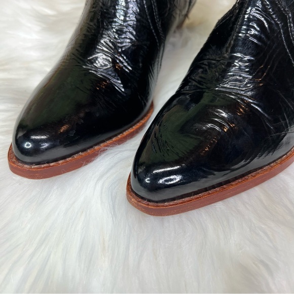 FREE PEOPLE Black Patent Leather Western Ankle Boots, 37 - Picture 5 of 13